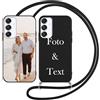 Yoedge Cover con Cordino per Samsung Galaxy A16 4G/5G 6,7 Personalizzata, Nero Custodia con Laccio Collana Custodie Personalizzabile con Foto Testi Immagine Personalizzate Custom per Samsung A16 Case