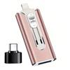 Vyzio Chiavetta 3-in-1 ad alta velocità DataFlex - Rosa - USB/Type-C/Lightning | Archiviazione rapida, backup immediato per PC, iPhone e Android
