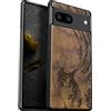 Carveit Custodia Compatibile con Google Pixel 7a Case Legno con TPU Silicone Hybrid Cover per Pixel 7a Custodia Paraurti Robusto TPU (Noce-La grande onda al largo di Kanagawa)