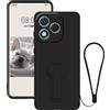 Anlalish Cover per Honor 400 Lite Silicone, Morbido TPU Protezione con Supporto, Custodia Compatible con Honor 400 Lite Antiurto Protettiva con Cordino (Nero)
