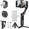 AOCHUAN Stabilizzatore cardanico professionale a 3 assi per iPhone 15/14 Pro Android con Face Tracking, filettatura da 1/4, luce di riempimento integrata, registrazione video portatile per smartphone