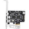 FebSmart Scheda di espansione PCIE Firewire 400 1394A a 4 porte, Texas Instruments TI TSB43AB23, Plug and Play su PC desktop Windows e MAC, 3 porte a 6 pin e 1 x 4 pin 1394 A, velocità massima 400
