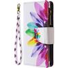 VQWQ Custodia per Oppo Find X2 Pro, Flip Cover a Portafoglio in Pelle PU Slot per Schede Libro Cavalletto Pieghevole Wallet Case Cordino Cerniera Chiusura Magnetica per Donna Maschio -[03]-Girasole