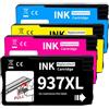 AQree Cartucce d'inchiostro 937XL 937e (con chip) compatibili con Pro 9135e 9125e 9720e 9132e 9122e 9730e 9120e 9117b 9120b 9130b 9110b (confezione da 4)