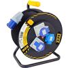 Elettrocavi K PROLUNGA ELETTRICA INDUSTRIALE 16A 25 METRI CON AVVOLGICAVO H07RN-F 3G2,5 mm² CON 2 PRESE IND. 2P+T 16A + 1 PRESA SCHUKO 220V MONOFASE 3600W MARCA VELAMP