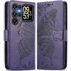MOJIA Cover in Pelle per Oukitel C62 / C62 Pro / C62 GT, Custodia Premium a Portafoglio con Interno Case in TPU e Porta Carte [Cinturino da Polso in Regalo]. Viola