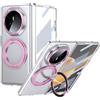 MUDASANQI Custodia magnetica compatibile con Honor Magic V3 con protezione schermo integrata, cavalletto ad anello, grado militare, antiurto, custodia protettiva contro le cadute del telefono (rosa)