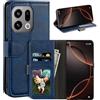 UOGNADGD Custodia flip in similpelle per Find X9 5G PLJ110 - Blu | 6.59 Custodia portafoglio folio con fessure per carte, chiusura magnetica, funzione stand e blocco RFID