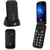 C D R Cellulare CDR C50, Dual sim 2G GSM Quad band, adatto a tutti gli operatori, colore NERO, Tasto SOS di emergenza, telefono cellulare per anziani con tasti grandi, Bluetooth