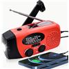 Rumenglai Radio di emergenza portatile a manovella da 2000 mAh, con pannello solare SOS, autoradio, 7 canali NOAA, radio di emergenza WB/AM/FM con lampada da lettura, torcia a manovella, forniture di