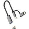 WASRUYI Adattatore USB C Micro USB maschio a USB femmina (2 in 1) OTG 3.0 porta cavo per Apple iPhone 16 15 Pro Max Tipo C Adattatore Android per iPad USB-A tastiera Mouse connettore Flash Drive compatibile