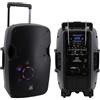 Sinextesis Diffusore Trolley Attivo Cassa Portatile Ricaricabile MP3, BlueTooth, USB, SD Card, Radio FM, 400W musicali (LF 12 + HF 1) con 2 Radiomicrofoni e illuminazione LED