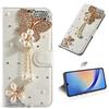 BLOTECH Cover per ZTE Blade A34 Wallet Custodia Bling Glitter Brillantini Brillante Custodia Morbido Case Libro Leather, Magnetico Flip Protettiva Portafoglio, ID Slot per Scheda,Farfalla