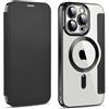 Bakicey Custodia a portafoglio per iPhone 16 Plus, compatibile con scomparti per carte di credito mag-Safe, in pelle PU, antigraffio, con blocco RFID, custodia trasparente a libro per iPhone 16 Plus,