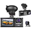 Generic Dash Cam per Auto con 3 Telecamere, Monitor LCD, Visione Notturna, Supporto per Parabrezza, Nero