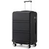 KONO Trolley Bagaglio a Mano Rigida Valigia da Viaggio in ABS Valigie con 4 Ruote e Lucchetto TSA 51.5x38x21cm, Nero
