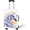 Coloranimal Copertura per bagagli per scuolabus, accessori trolley, custodia protettiva per valigia, taglia 18-32, Cavallo Fiore Acquerello, M (22-25 cover), Set Bagagli