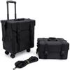 EurHomePlus Beauty Case Rigido da Viaggio Professionale con Cassetti - Valigia Trucco per Parrucchieri ed Estetiste, Trolley Cosmetico Portatile con Ruote e Specchio, Nero Moderno