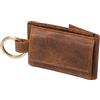 Alassio 42243 - Mini portafoglio in vera pelle fine con bottone in metallo e anello portachiavi, portamonete per banconote piegate, portafoglio circa 8,5 x 5 cm, marrone