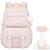 HAXNOHEY Zaini Scuola Elementare Zaino Scuola Primaria Media Ragazzo Zaini Scuola Superiore Ragazza Zaino Scolastico Medie School Backpack Zaino Scuole Zaini Scolastici Superiori Zainetto Per La Scuola Beige