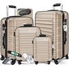 KESSER® Set di 4 valigie rigide, valigia da viaggio, set valigia trolley incl. bilancia per bagagli + etichetta per bagagli, serratura, 4 ruote ABS guscio duro manico telescopico S-M-L-XL