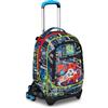 SJ GANG STYLE JAM GANG Trolley Scuola Jack 3 Ruote, Nero Rosso, Funny Goal, 3 in 1, Triplo Uso, Zaino Con Carrello Sganciabile, Tasca Porta Borraccia e Crossover System, Bambino Ragazzo