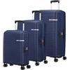 American Tourister Trolley Liftoff, Blu notte, Set L/M/S, Trolley rigido con ruote doppie a 360°