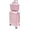 Camomilla Milano Set 2 pz Valigeria, Trolley (40 lt.) + Vanity Case (15 lt.), Materiale Rigido, Ruote Pivotanti, Collezione Ribbon, Colore Baby Pink
