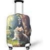 LNXSESN Cprivaligia Gatto Farfalla Verde Coprivaligia Media Elastica Copri Valigia Media Lavabile Anti-Graffio Copertur Copertura Valigia con Cerniera Copri Trolley Riusabile Luggage Cover Per 22-25 Pollici