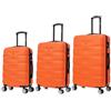 CELIMS Valigia in ABS, rigida, resistente, leggera, con 4 ruote girevoli a 360° e lucchetto integrato, arancione, Ensemble de 3 Valises ( Cabine, Moyenne, Grande)