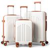 LEADZM Valigie Set 3 Pezzi, Set Valigie Rigide in ABS, Luggage Suitcase Grande 23 kg con 4 Ruote Girevoli Doppie (Beige-Marrone)