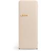 CREATE / RETRO FRIDGE 150 GOLD/Frigorifero sabbia con maniglia dorata e congelatore 281L / 102W, 150cm, 3 ripiani, regolatore di temperatura, portabottiglie, 60x60x150cm