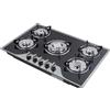 Queeucaer Fornello a Gas in Vetroceramica Con 5 Fiamme - Piano Cottura Naturale, Acciaio Inox per Casa, Camper - 5 Ugelli per Gas Liquefatto-CE