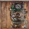 GILDE Quadro Steampunk cane in legno e metallo quadrato - motivo cane marrone - altezza 50 cm x larghezza 50 cm