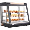 VEVOR Vetrina Calda per Alimenti Cibo a 3 Livelli, Espositore Scaldavivande da 1200 W con Luce LED, Vano Portaoggetti Superiore e Ripiani Regolabili, per Hamburger, Pizza, Pane, Pollo Fritto