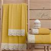 PETTI Artigiani Italiani - Asciugamani Bagno in 100% Spugna di Cotone, Set Asciugamani 1+1, 2 Pezzi 1 Asciugamano Viso e 1 Asciugamano Mani, Giallo
