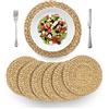 BARIEN (4 misure: 30,5-33 - 35,6-38,1 cm), tovagliette rotonde in tessuto di giacinto d'acqua naturale, tovagliette grandi fatte a mano, resistenti al calore, antiscivolo (30,5 cm, set da 6)