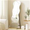 HOMCOM Specchio intero 160 x 50 cm, con base in legno, da appoggiare, in piedi, specchio per soggiorno, camera da letto, corridoio, nero