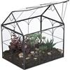 Relaxdays Terrario Piante, Mini Serra in Vetro e Zinco, Teca per Piantine Grasse e Muschi, Vaso Ecosistema Chiuso, Nero