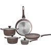 Tognana Royal Rosestone, Batteria di pentole e padelle, Set con 2 padelle, 3 casseruole, 3 coperchi, 8 Pezzi, Alluminio, Grigio