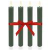 Relaxdays Set di 4 Candele LED a Stecca, Fiamma Tremolante, Cera Vera, 25x2 cm, Cachi