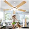 Comely Ventilatore da Soffitto con Luce, DC 132 cm, 3 Temperature Colore, Lampadario con Ventilatore con 6 Velocità, Funzione Estate/Inverno per Camera da Letto, Legno Chiaro