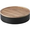 YAMAZAKI 5800 RIN Storage Case with Lid Round, black, Steel/Wood, 22 x 22 x 6 cm