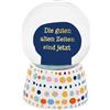 Sheepworld Sfera da sogno con scritta Gute Zeiten | Palla di neve per agitare, altezza 6,5 cm, con glitter colorato, regalo, compleanno, Pasqua | 74842