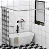 Sikaiqi Asta per tenda da doccia in acciaio inox 304 estensibile a forma di L per vasca da bagno ad angolo (61-175,3 x 180,3-215,9 cm, dimensioni massime 114 pollici), installazione senza trapano, per