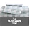 Eddie Bauer - Lenzuola intere, percalle di cotone set di biancheria da letto, fresco e fresco decorazione per la casa (plaid verde chiaro, completo)