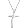 Tuscany Silver Collana regolabile in argento sterling 925 con pendente croce decorativa con zirconi su catena grumetta da 41-46 cm