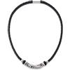 COOLSTEELANDBEYOND Nero Intrecciato Pelle Collana con Piuma Pendente e Rosso Pietre, Tribal Annata, Donna Uomo