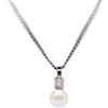 gioiellitaly Catenina veneziana argento 925 con ciondolo perla naturale di acqua dolce pendente e punto luce zircone bianco taglio brillante gioiello donna ragazza elegante