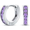 Bling Jewelry Orecchini a cerchio piccoli con canali di zirconia cubica viola per le donne con ametista simulata (argento 925)
